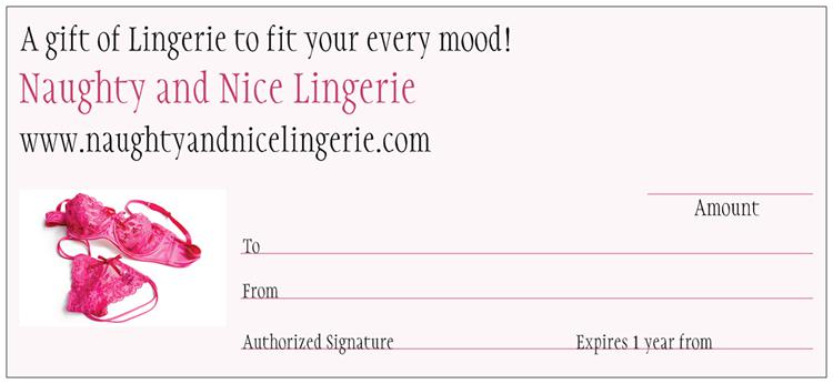 Lingerie Gift Certificate 117