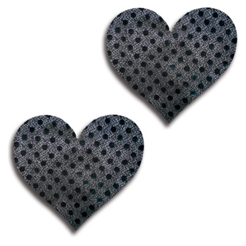 Glitter Lingerie Black Shiny Dot Heart Pasties