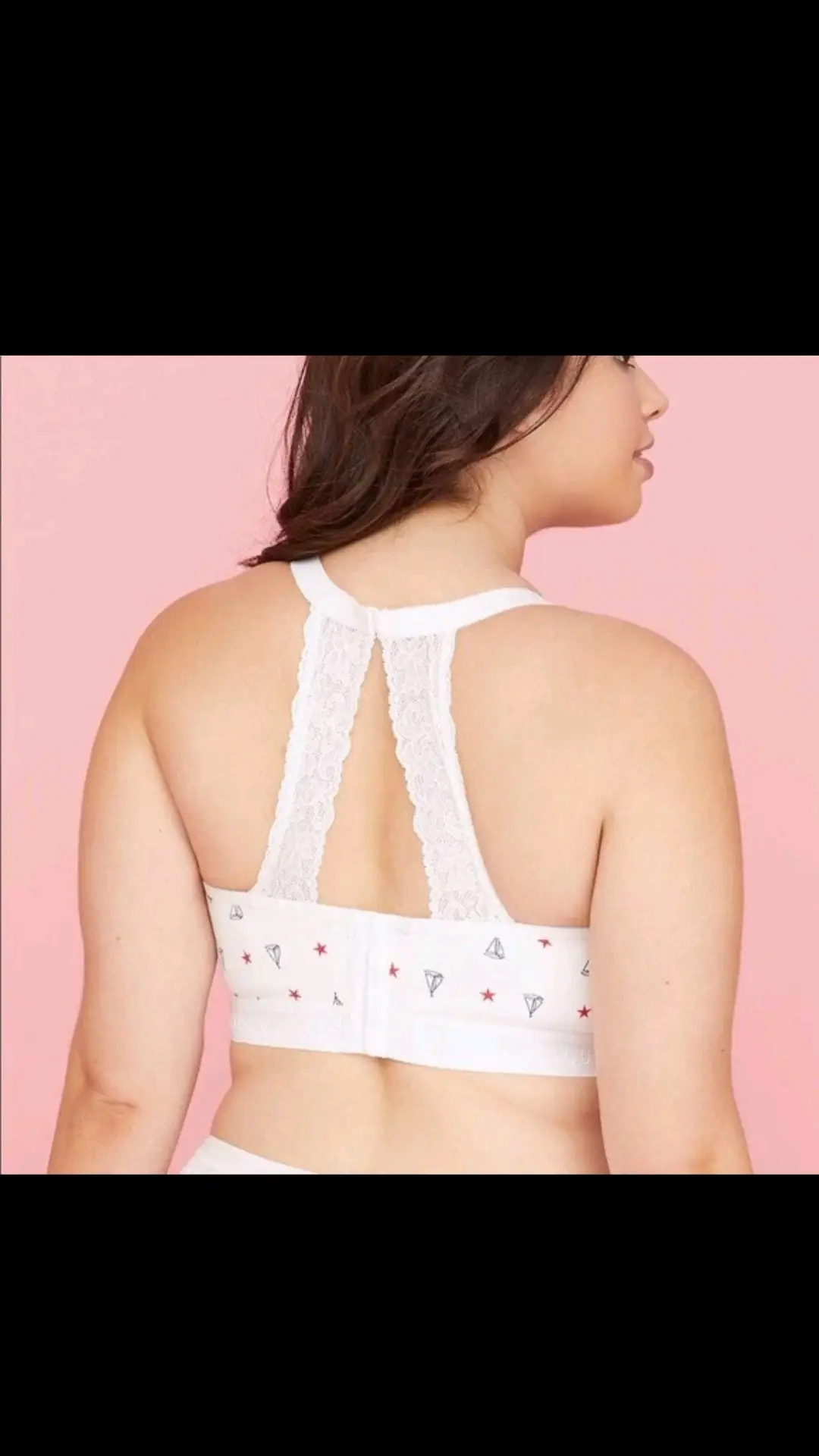 Cacique Cotton No-Wire Full Coverage Lace Back Bra White - Image 2