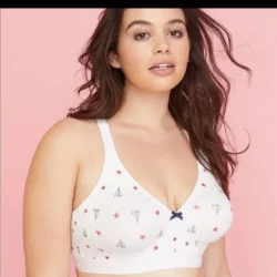 Cacique Cotton No-Wire Full Coverage Lace Back Bra White